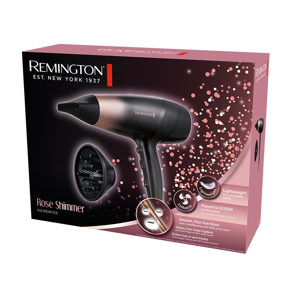 REMINGTON HAIR DRYER ROSE SHIMMER IONIC 2200W D5305
