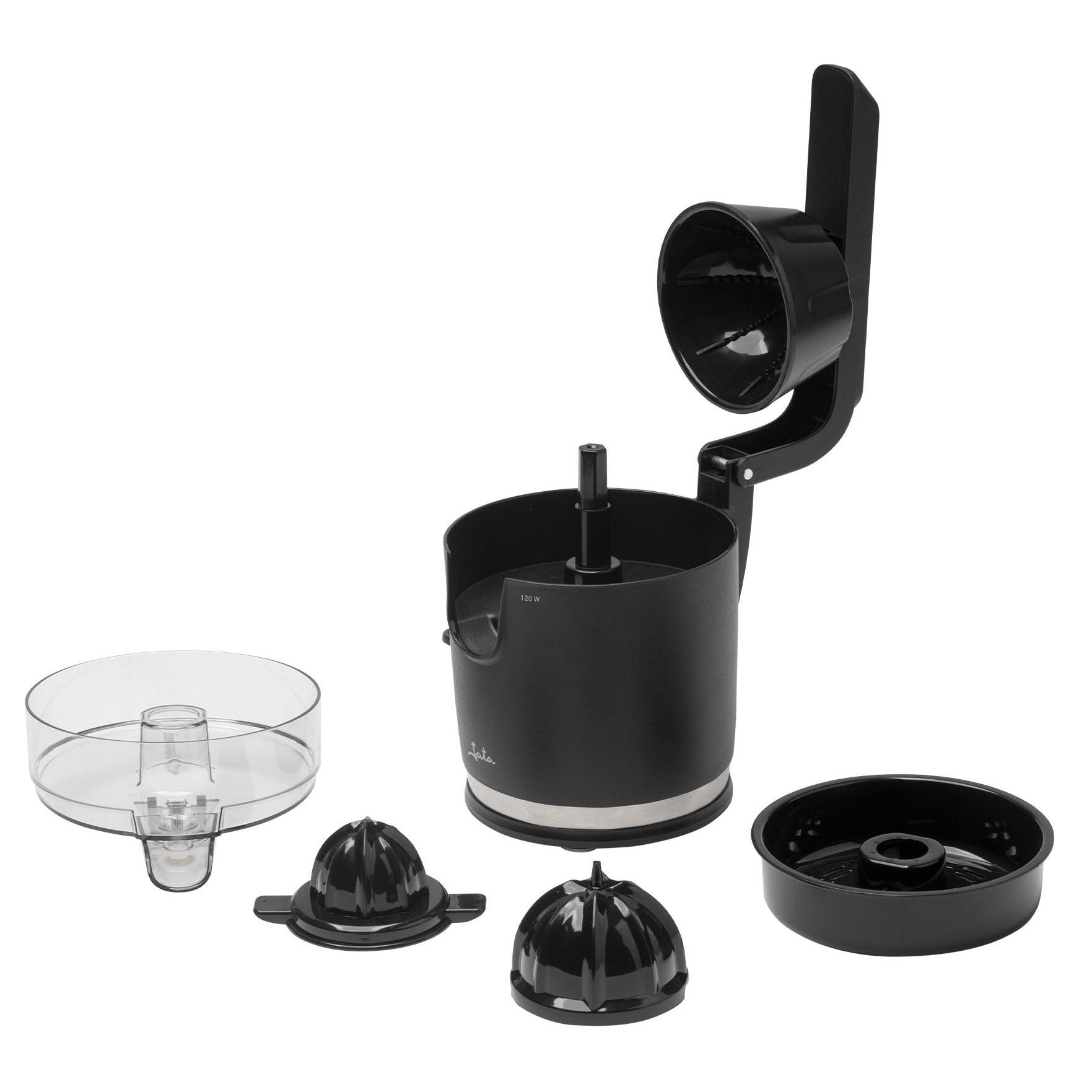 JATA ARM JUICER ANTI-DRIP SYSTEM NON-SLIP BASE CORD STORAGE 120W BLACK JEEX1712