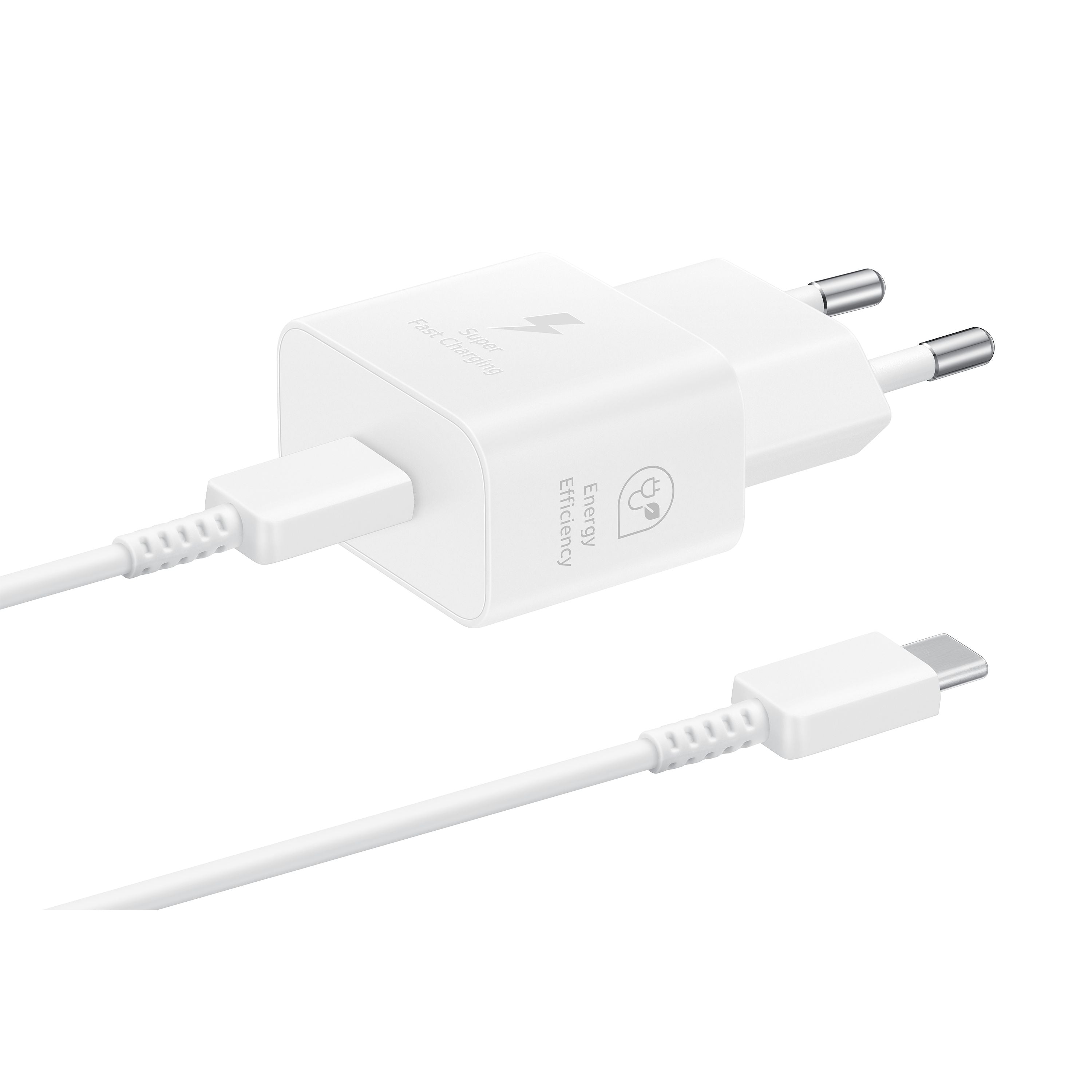 SAMSUNG POWER WALL CHARGER 25W USB-C WHITE + CABLE USB-C TO USB-C WHITE EP-T2510XWEGEU